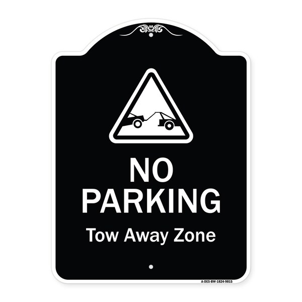 Signmission Designer Series-No Parking Tow Away Zone With Graphic, 24" x 18", BW-1824-9815 A-DES-BW-1824-9815 - main